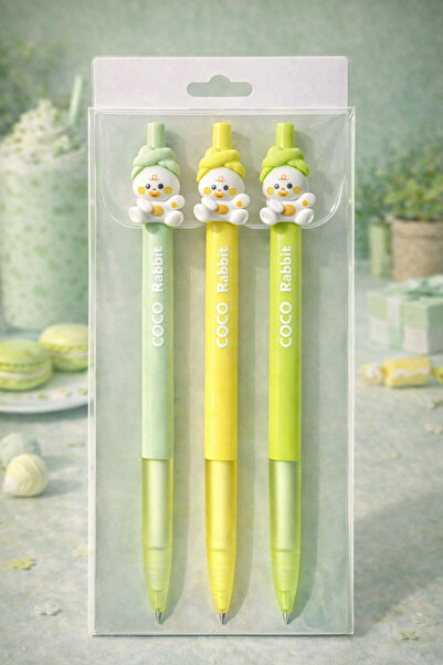 matheon مجموعة أقلام رصاص لطيفة من كوكو رابيت مكونة من 3 قطع بتصميم ملون ناعم