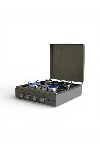 Namsan Kapaklı 4 Gözlü Set Üstü Ocak LPG Tüplü Kullanım Gri & Inox