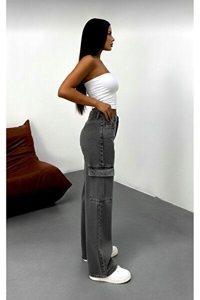NWC Cery 90`s material elastic Casual Cargo fără buzunar din spate Smoked Sno...