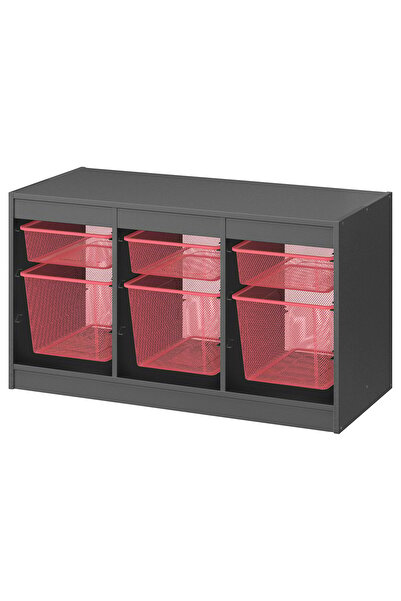 AZOZ MERCHLY Storage combination, grey/light red, 99 x 44 x 56 cm