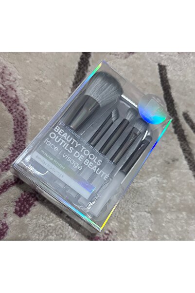 Miniso Çantalı Makyaj Fırçası Seti - 5’Li - Gri