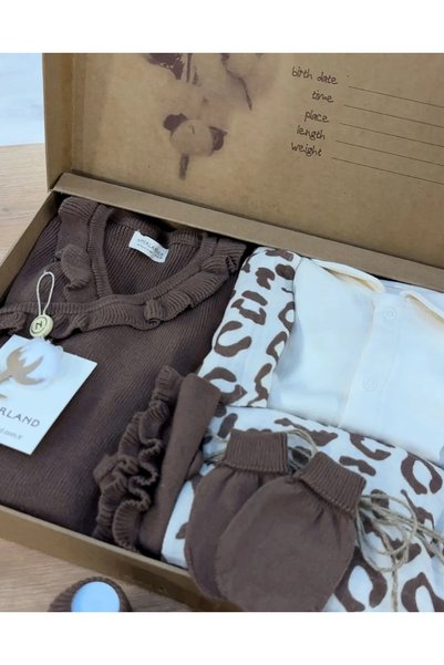 Nipperland Baby Girl Leopard Knitwear and Muslin 0-3 Months Dora Set of 8