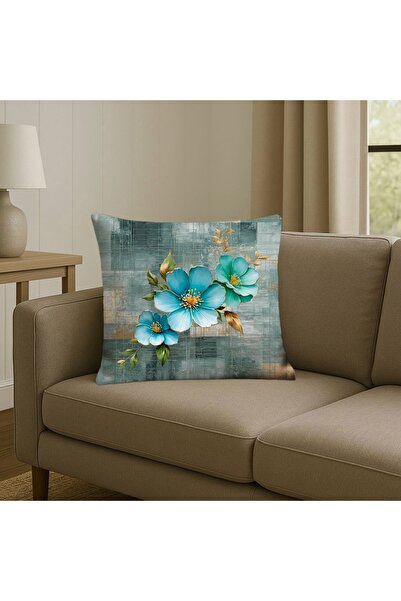 MİNOZA Digital Printed Soft Flower Patterned Decorative Throw Pillow Cover 1 ...