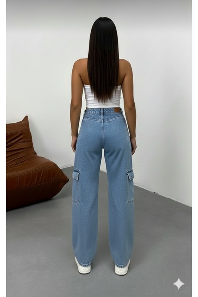 NWC Cery 90`s material elastic Casual Cargo fără buzunar din spate, albastru,...