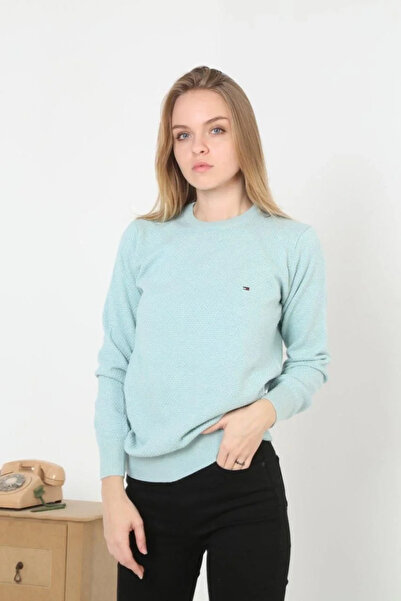 hibiscus Women's Embroidered Petal Knitwear Sweater - Blue