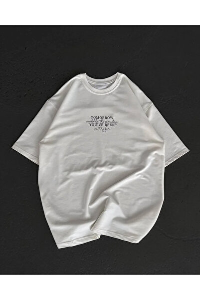 hibiscus Unisex Crew Neck Printed Oversize T-Shirt - White