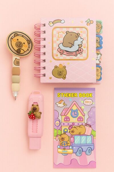 matheon دفتر ملاحظات بتصميم دمية الدب اللطيفة + قلم + ممحاة مع مصعد + كتاب مل...