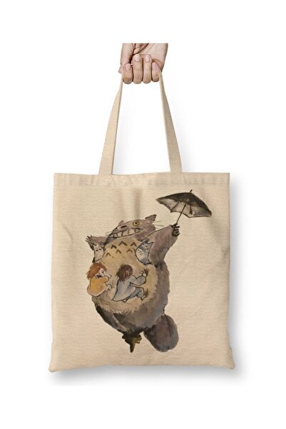 Toyaso Totoro Hayao Miyazaki Takes Flight White Cloth Bag Long Handle Shopping Bag Beach Bag
