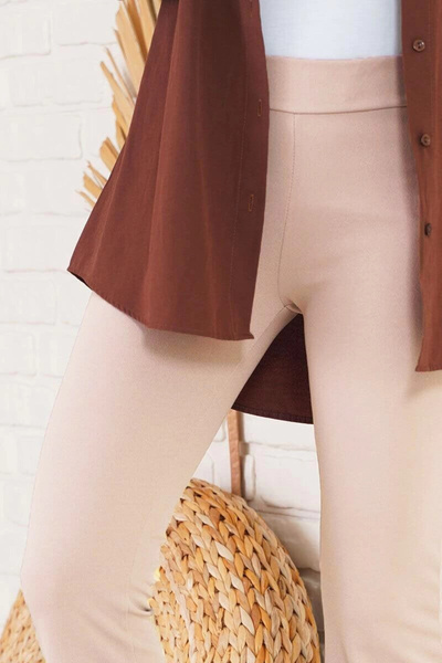 IVORA WEAR Women's Skuba Crepe Fabric Basic Trousers - Beige