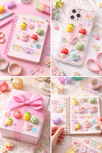 matheon Sevimli 20’li Mini Dekoratif Figür Seti | Reçine Obje | Defter Telefo...