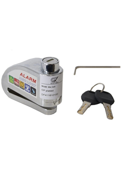 OSKA GLOBAL Motorcycle Disc Lock with Alarm 110 Decibels Chrome Bike Scooter ...