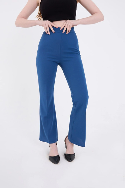IVORA WEAR Women's Skuba Crepe Fabric Basic Trousers - Indigo