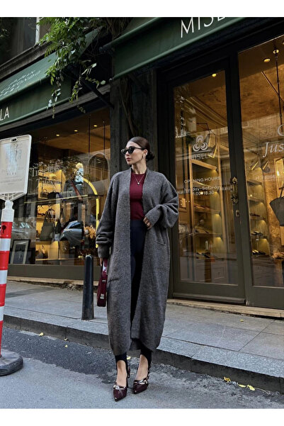 IVORA WEAR Long Cardigan with Knitwear Pockets - Indigo