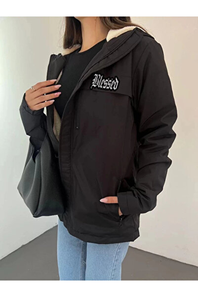 IVORA WEAR Unisex full mold Hooded fur lined coat - black