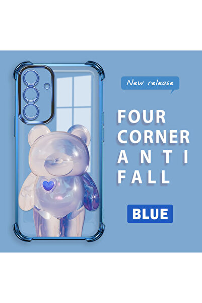 ucuc جراب سامسونج جالاكسي A56 الجديد من السيليكون الشفاف بتصميم دب عصري وحماي...