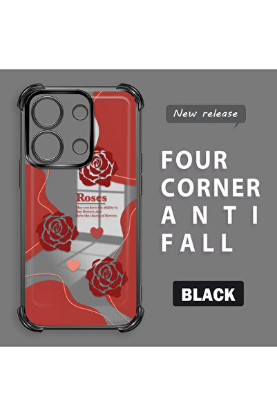 ucuc جراب حماية للكاميرا من السيليكون الشفاف بنمط الوردة متوافق مع هاتف ريدمي...