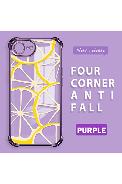 ucuc غطاء حماية شفاف من السيليكون متوافق مع آيفون 16e، مضاد للصدمات بنمط الليمون