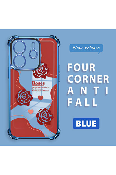 ucuc Redmi Note 14 Compatible Transparent Silicone Rose Pattern Camera Protec...