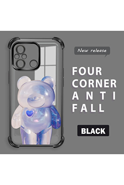 ucuc حافظة سيليكون شفافة متوافقة مع هاتف Redmi 12C، حماية للكاميرا على شكل دب...