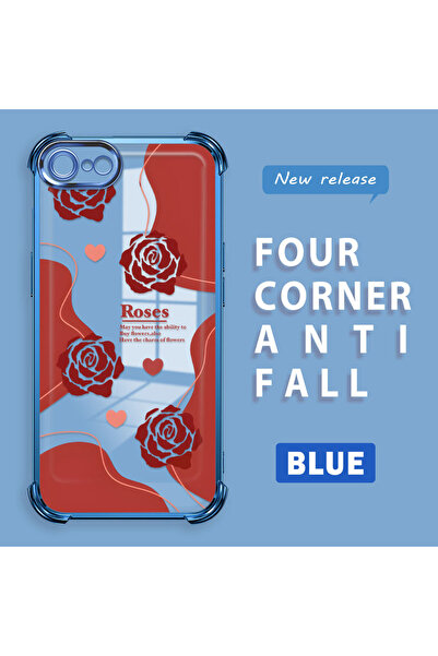 ucuc iPhone 7/8/Se 2020 2022 Compatible Transparent Silicone Rose Pattern Cam...