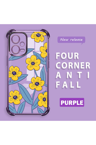 ucuc حافظة سيليكون شفافة متوافقة مع Poco X5، حماية للكاميرا على شكل زهرة صفرا...