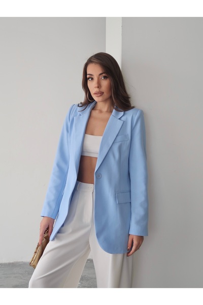 MAXXANA Single Button Lined Linen Blazer Jacket