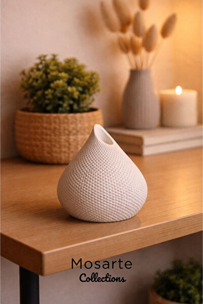 Mosarte Damla Formlu Modern Dekor Vazosu 3D Doku Yüzeyli