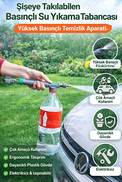 CNGZSHOP Şişeye Takılabilen Basınçlı Su Yıkama Tabancası | Yüksek Basınçlı Te...