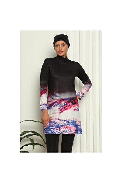 Narnuga Mi̇ray- Full Coverage Digital Patterned Swimsuit Black