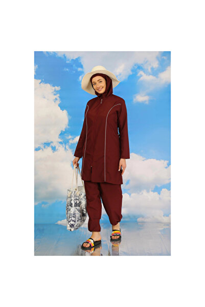 Narnuga Mi̇ray- Women's Full Hijab Burgundy Swimsuit