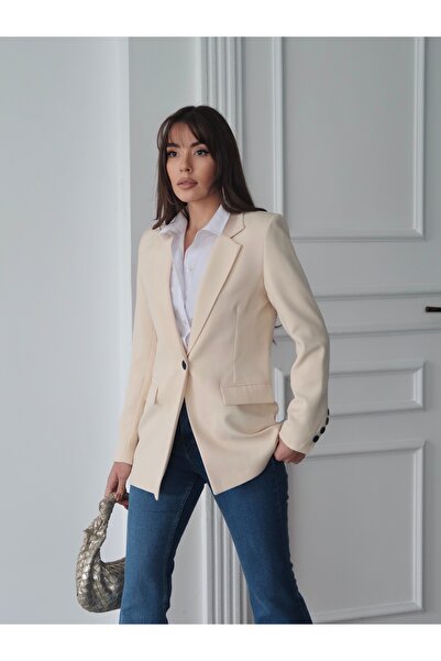 MAXXANA Asymmetrical Cuffed Lined Blazer Jacket