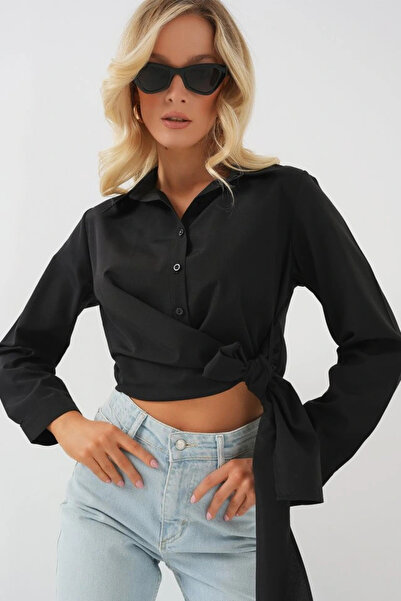 nedo7 Tie-Up Long Sleeve Shirt 20325 - Black