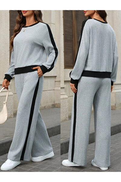 nedo7 Women's Long Sleeve Crew Neck Hoodie Camisole Blouse and Pants Double Set