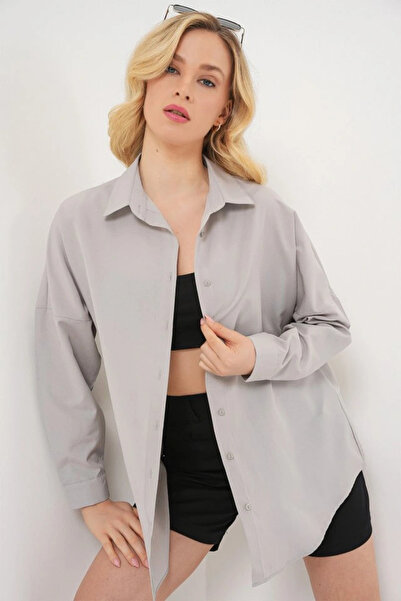 nedo7 3900 Oversize Long Basic Shirt - A.Grey