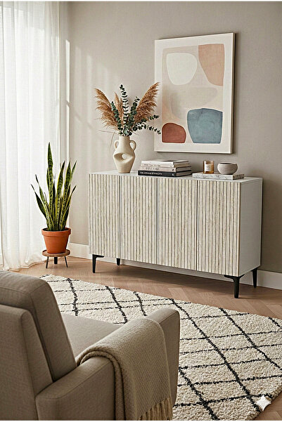 CENEYRA KA1214BT ZEYNEP120 KONSOL, KAHVE KÖŞESİ ve TV SEHPASI BEYAZ-TRAVERTEN...