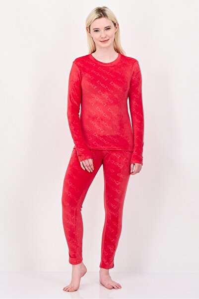 Bebe Women 2 Pieces Sleepwear Pyjama Top and Pants Set, Fuchsia