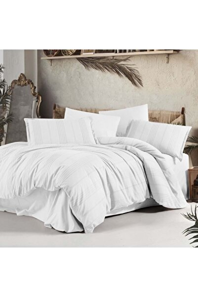 Clasy Boutique Single Dobby Duvet Cover Set Arakis White
