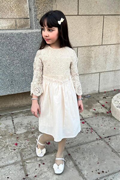 Alesaei-mondo tondo فستان بناتي بيج أنيق 3006