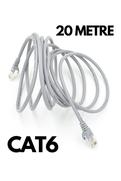 HQ SPEED Cat6 Ethernet Cable 20 Meters - 1000 Mbps Gigabit Fast Internet Modem Pc Smart Tv Patch Cord Gray