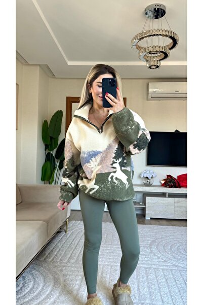 Yasmin Butik Geyik desenli polar