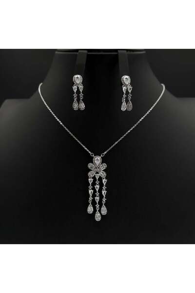 Generic طقم اكسسوارات ناعم زركون دقة ألماس لون فضي بتصميم أنيق 3 قطع بإصدار خاص وضمان على اللون