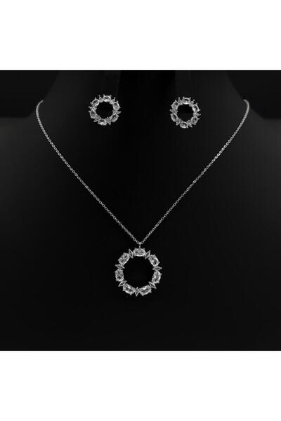 Generic طقم اكسسوارات ناعم زركون دقة ألماس لون فضي بتصميم أنيق 3 قطع بإصدار خاص وضمان على اللون