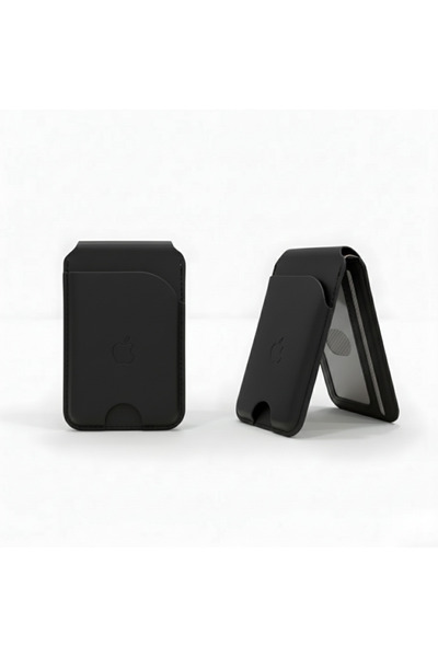 shop İphone Uyumlu Premium Deri Magsafe Standlı Logolu Kartlık Cüzdan