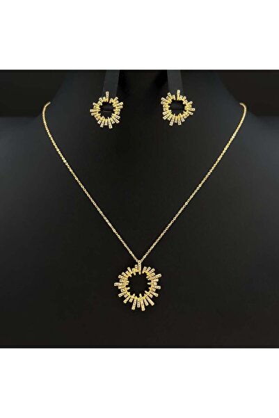 Generic طقم اكسسوارات ناعم زركون دقة ألماس لون ذهبي بتصميم أنيق 3 قطع بإصدار خاص وضمان على اللون