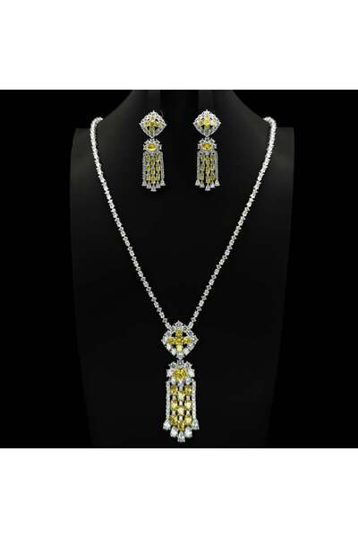 Generic سلسال طويل بحلق زركون دقة ألماس فضي إصدار خاص (3قطع) بضمان على اللون ...