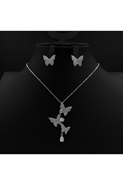 Generic طقم اكسسوارات ناعم زركون دقة ألماس لون فضي بتصميم أنيق 3 قطع بإصدار خاص وضمان على اللون