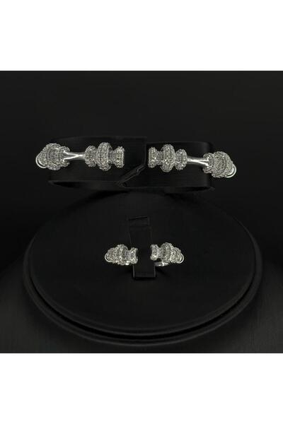 Generic سوارة مع خاتم دقة ألماس زركون بلون فضي إصدار خاص ومميز