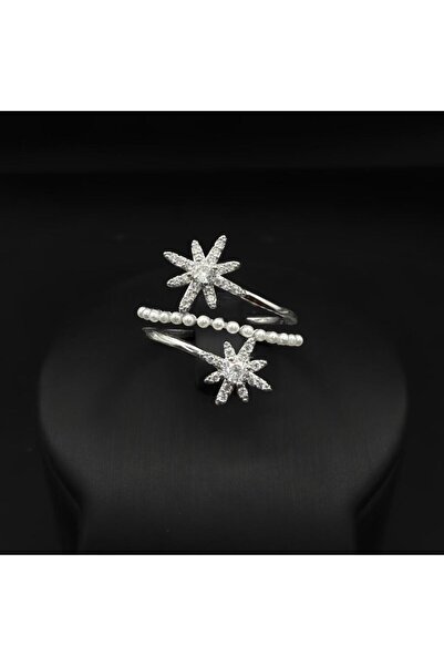 Generic خاتم لؤلؤ مع زركون دقة الماس باصدار خاص لون فضي بضمان على اللون