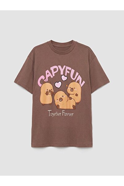 LC Waikiki LCW Kids Girl's Crew Neck Printed T-Shirt