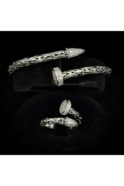 Generic سوارة مع خاتم دقة ألماس زركون بلون فضي إصدار خاص ومميز